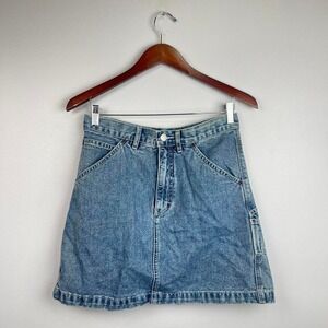 VTG 90s Denim Jean Skirt Limited Jeans Carpenter Stonewash Cotton Retro Summer 6